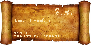 Hamar Agenór névjegykártya